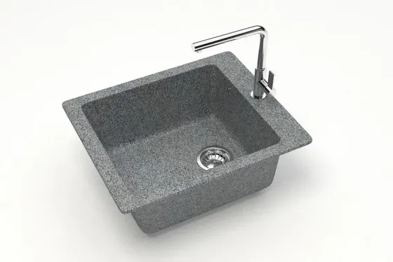 Მუქი ნაცრისფერი ფერის Q-8 ქვის ნიჟარა 500x425x195 თბილისი