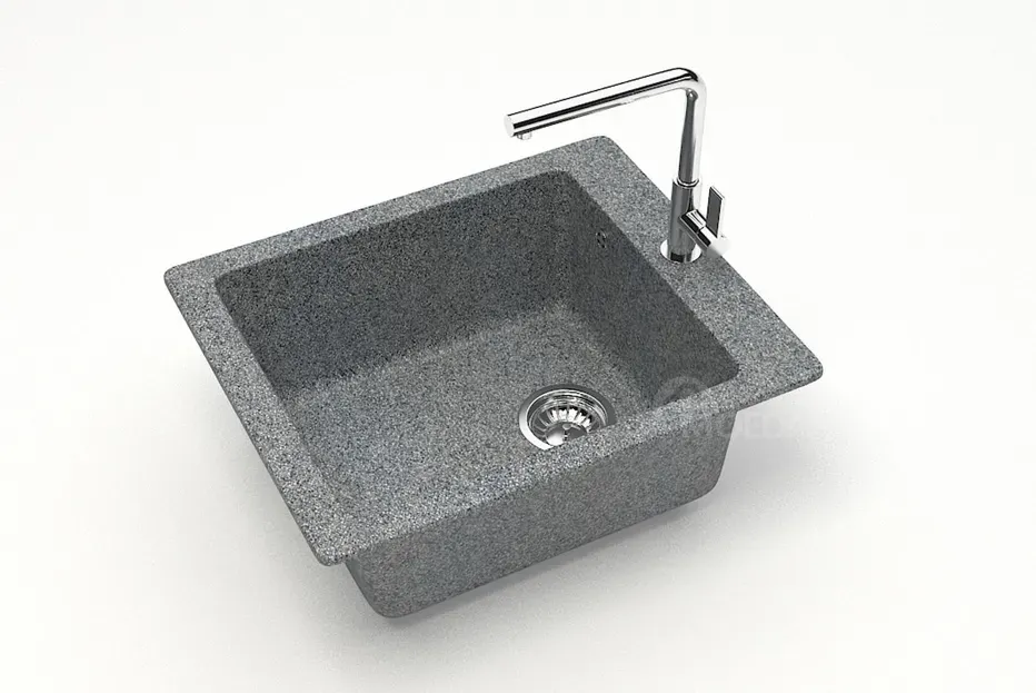 Მუქი ნაცრისფერი ფერის Q-8 ქვის ნიჟარა 500x425x195 თბილისი - photo 1