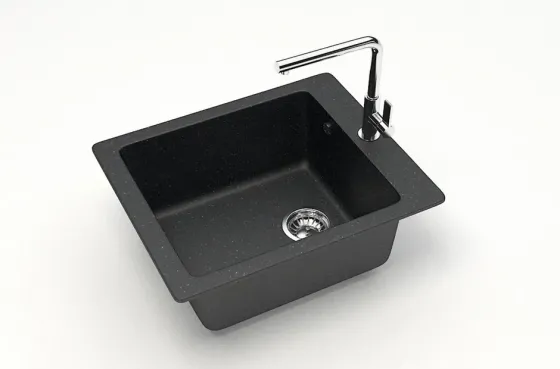 Შავი ფერის Q-8 ქვის ნიჟარა 500x425x195 თბილისი