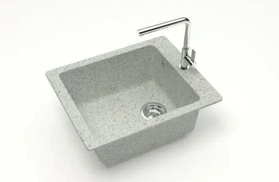 Ღია ნაცრისფერი ფერის Q-8 ქვის ნიჟარა 500x425x195 თბილისი