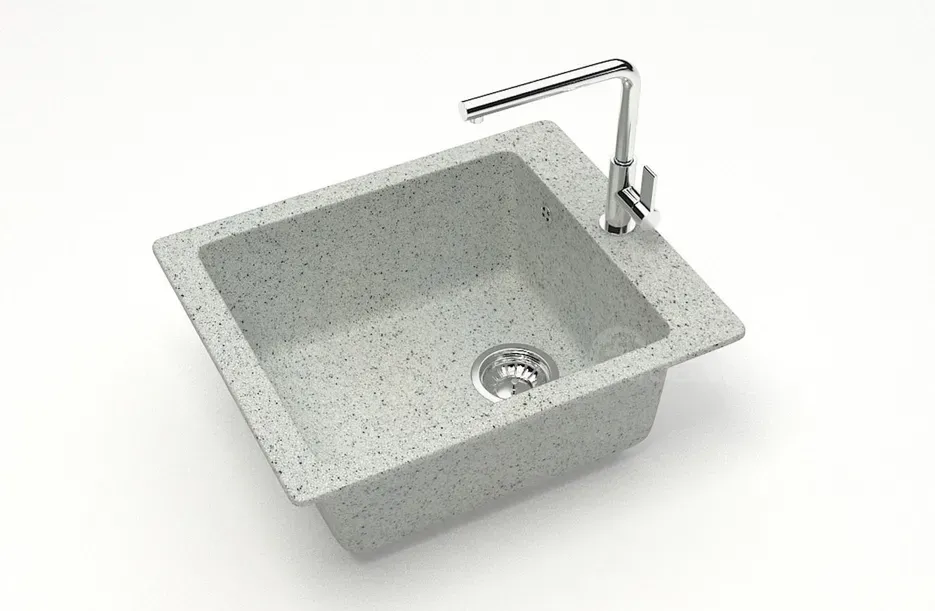 Ღია ნაცრისფერი ფერის Q-8 ქვის ნიჟარა 500x425x195 თბილისი - photo 1