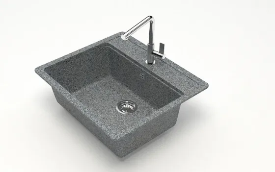 Q-5ქვის სამზარეულოს ნიჟარა მუქი ნაცრისფერი ფერის თბილისი