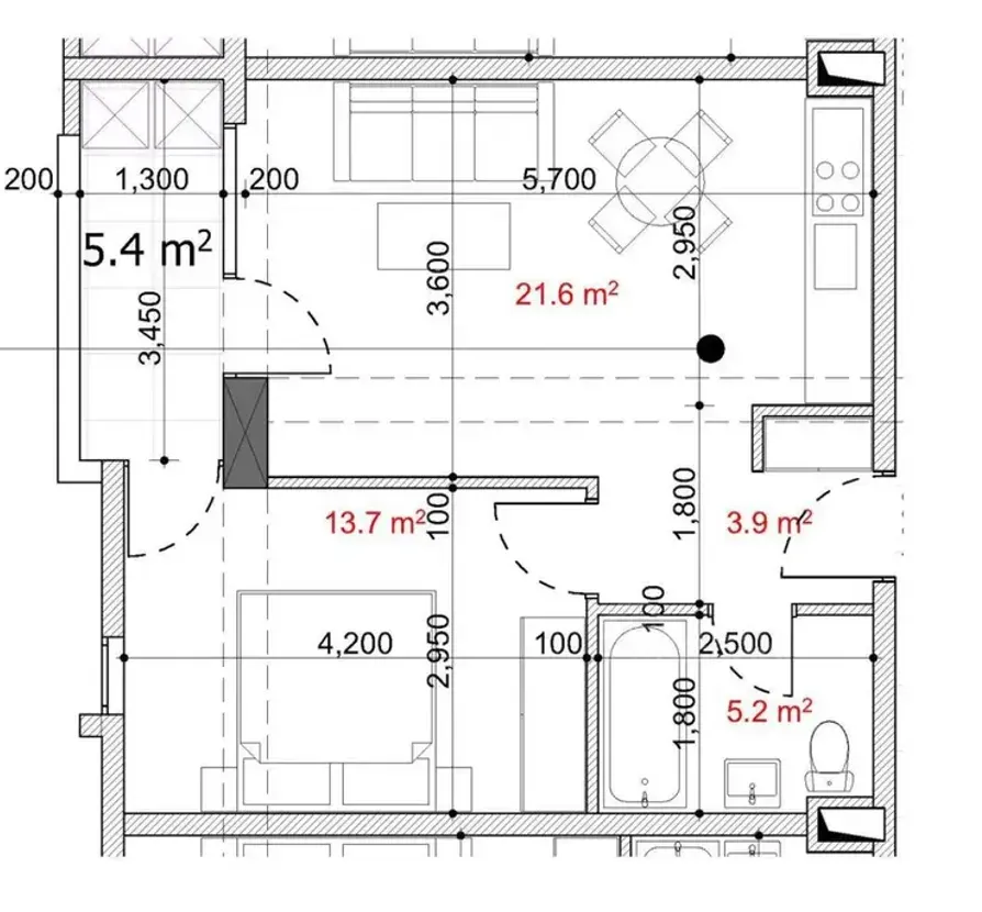 Apartments For Sale two-room 50м² 15/19 floor Tbilisi - photo 2