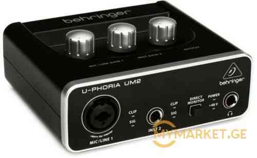 Behringer U-Phoria 2x2 UM2 Interface გარე ხმის ბარათი თბილისი