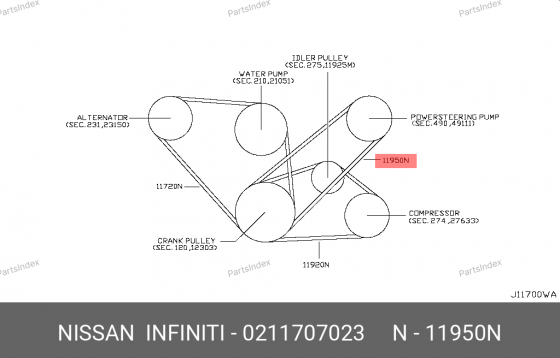 Timing belt Nissan 02117-07023 Tbilisi