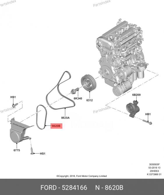 ძრავის გარე ღვედი  Ford 5284166 თბილისი - photo 1