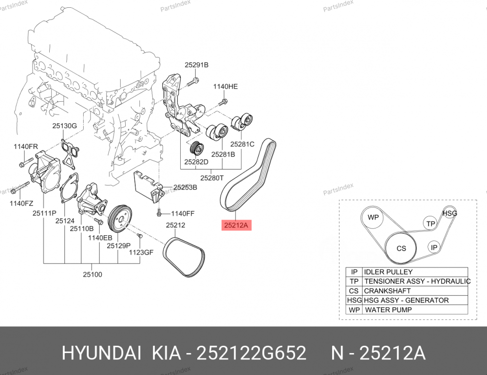 ძრავის გარე ღვედი  Hyundai Kia 252122G652 თბილისი - photo 1