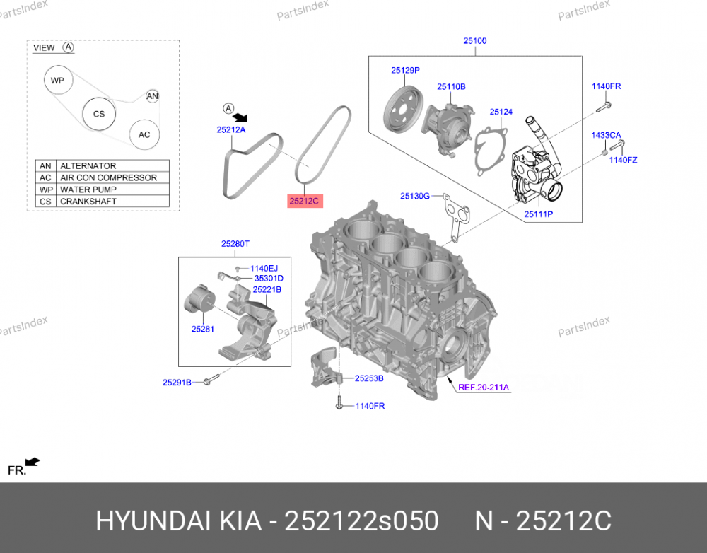 ძრავის გარე ღვედი  Hyundai Kia 252122S050 თბილისი - photo 1