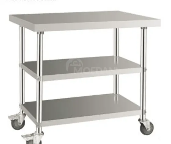 Стол из нержавеющей стали с двумя полками внизу. Тбилиси - изображение 1