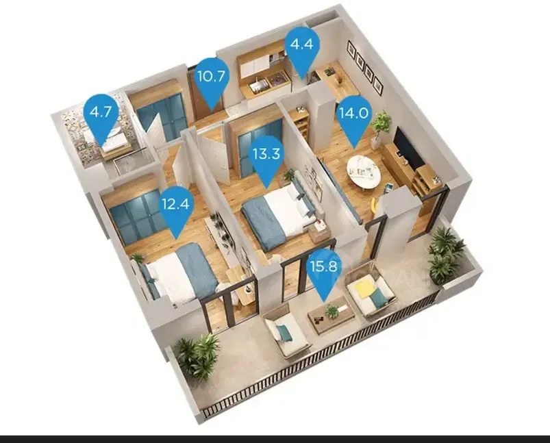 იყიდება 3 ოთახიანი ბინას 75მ² 4/15 სართ თბილისი - photo 3