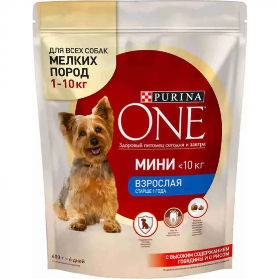 Корм для собак Purina ONE Mini DOG Adult с говядиной и рисом (600 грамм) Тбилиси